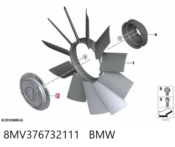 Sprzęgło wiskotyczne wentylatora chłodzenia 8MV376732111 BMW