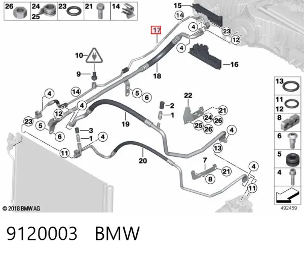 Przewód klimatyzacji, od chłodnicy do parownika 9120003 BMW