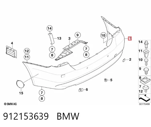 Zderzak tylny 912153639 BMW