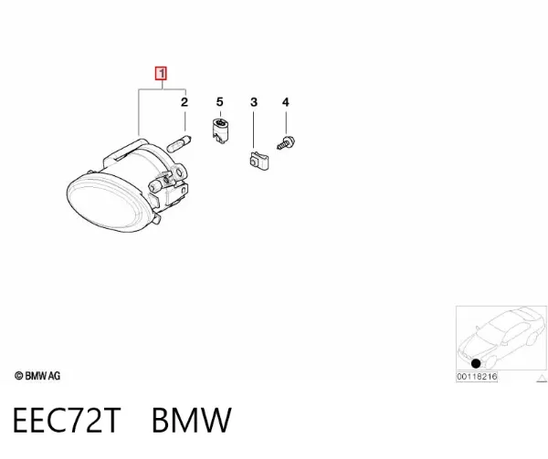 Lampa przeciwmgielna prawa EEC72T BMW