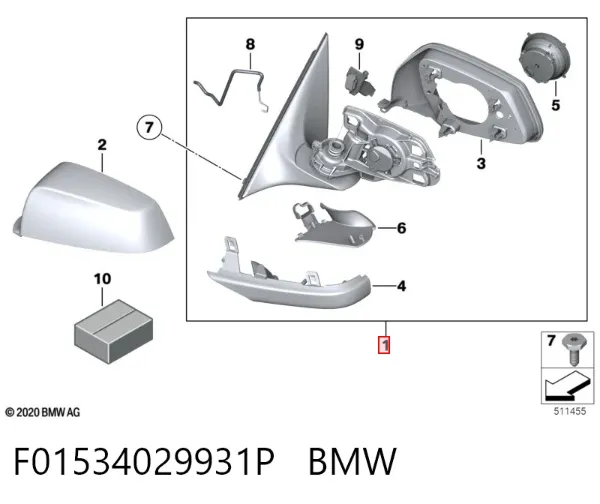 Lusterko wsteczne prawe BMW 5 F10