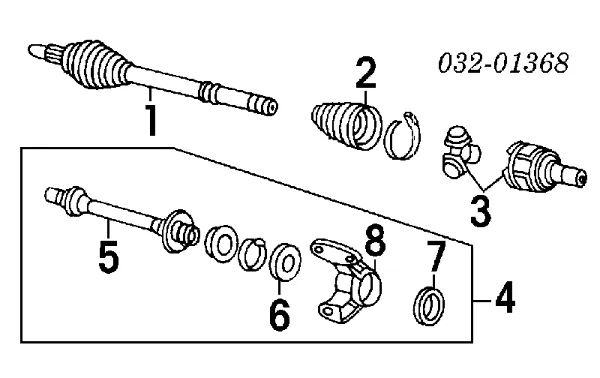 Przegub homokinetyczny przedni wewnętrzny 44310SM4980 Honda