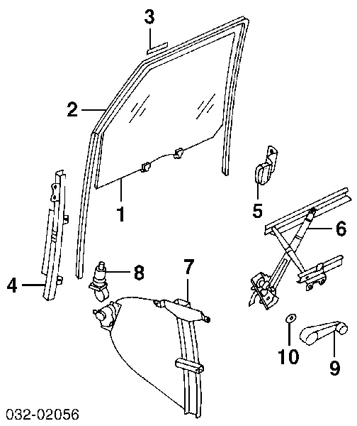 Mechanizm podnoszenia szyby drzwi przednich lewych 8971658820 Honda