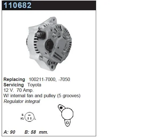 Alternator 2706016170 Toyota