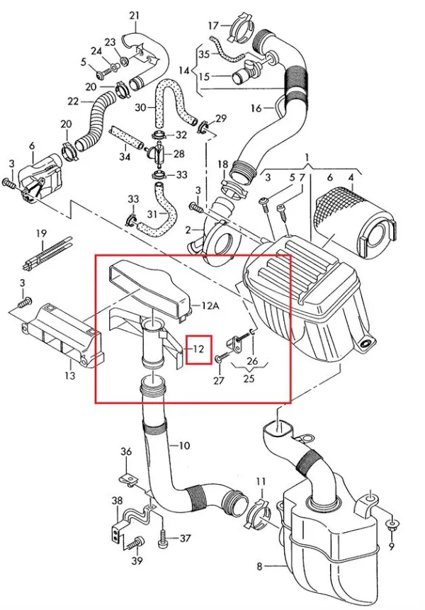  Wlot powietrza do filtra powietrza Skoda Octavia II A5 liftback (1Z3) (2004 - 2013) II A5