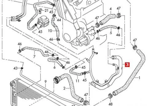 Przewód (króciec) układu chłodzenia 076121065A VAG