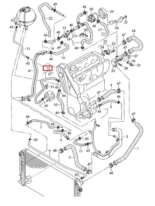 Przewód (króciec) układu chłodzenia 076121063H VAG