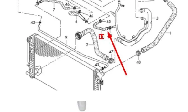 Przewód (króciec) układu chłodzenia 076121096D VAG