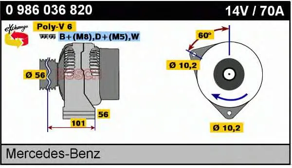 Alternator 0081549602 Mercedes