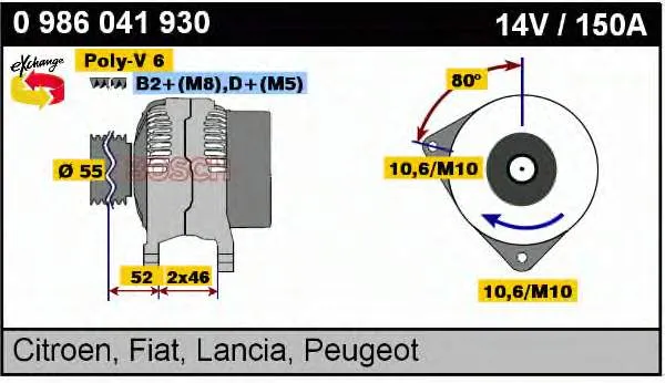 Alternator 57054F Peugeot/Citroen