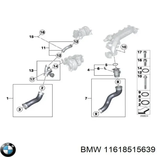 Przewód (króciec) intercoolera 11618515639 BMW