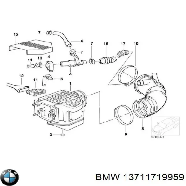 Króciec powietrza, przepływomierz 13711719959 BMW