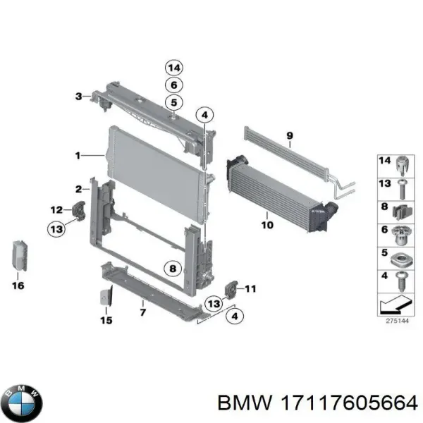 Chłodnica intercoolera 17117605664 BMW
