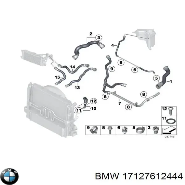 Przewód (króciec) chłodnicy górny 17127612444 BMW