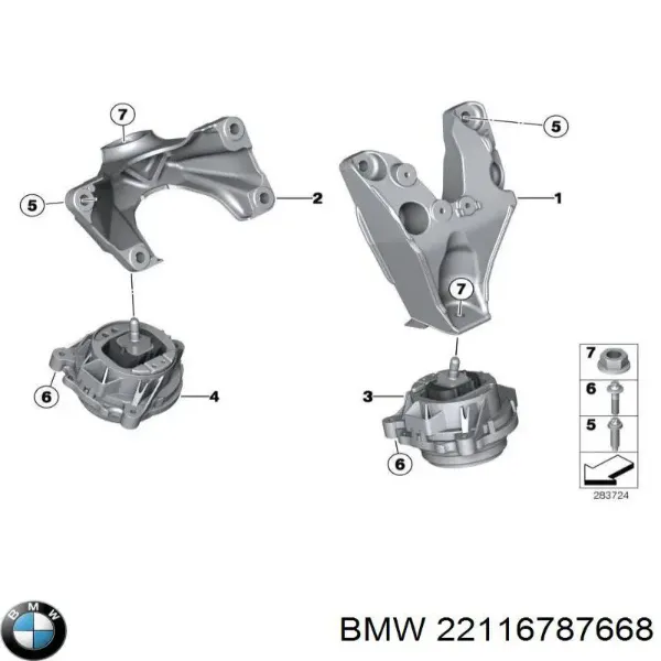 Poduszka (podpora) silnika prawa 22116787668 BMW