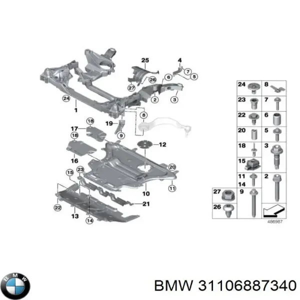Korpus osi przedniej 6887340 BMW