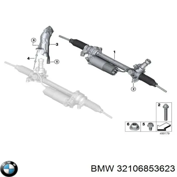 Listwa kierownicza (maglownica) 32106853623 BMW