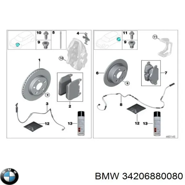 Tarcza hamulcowa tylna 34206880080 BMW