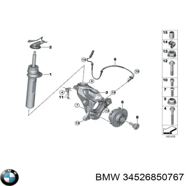 Czujnik ABS przedni 34526850767 BMW