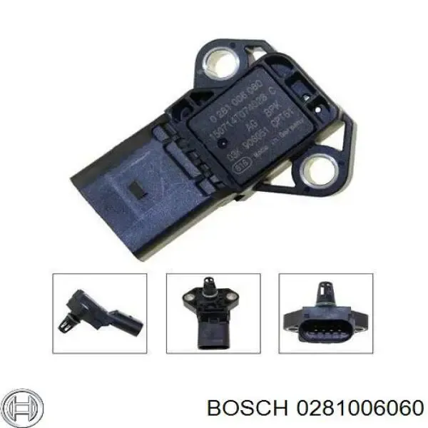 Czujnik ciśnienia doładowania (powietrza w turbinę) 0281006060 Bosch