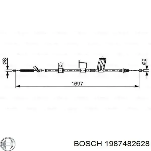 Linka hamulca ręcznego tylna prawa 1987482628 Bosch