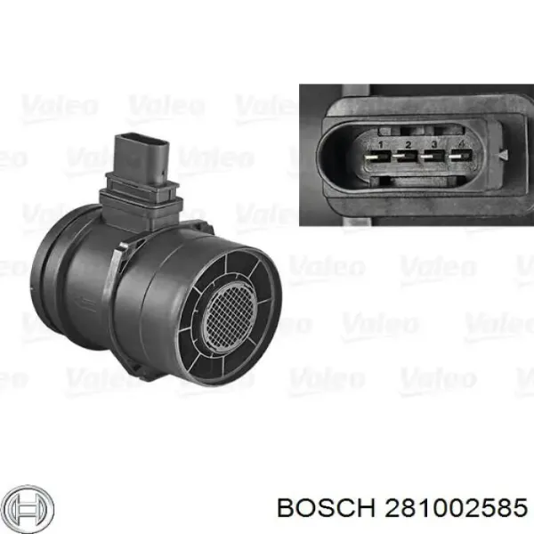 Czujnik przepływu powietrza, przepływomierz powietrza M.A.F. 281002585 Bosch