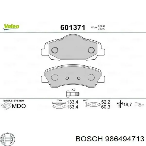 Klocki hamulcowe przednie tarczowe 986494713 Bosch