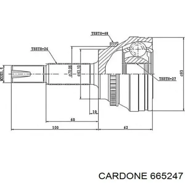 Półoś napędowa przednia prawa 665247 Cardone
