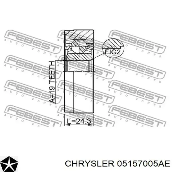 Wał Cardana tylny, kompletny 05157005AE Chrysler