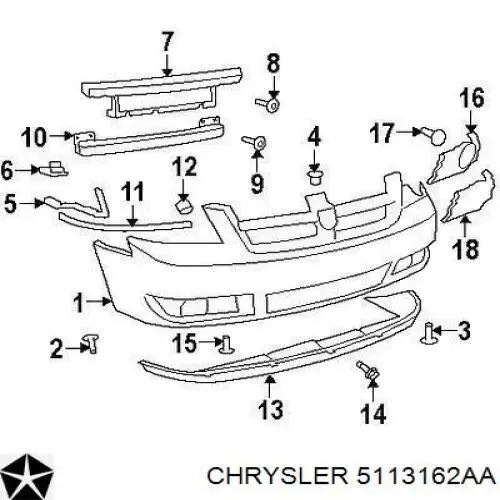 Wzmocnienie zderzaka przedniego 5113162AA Chrysler