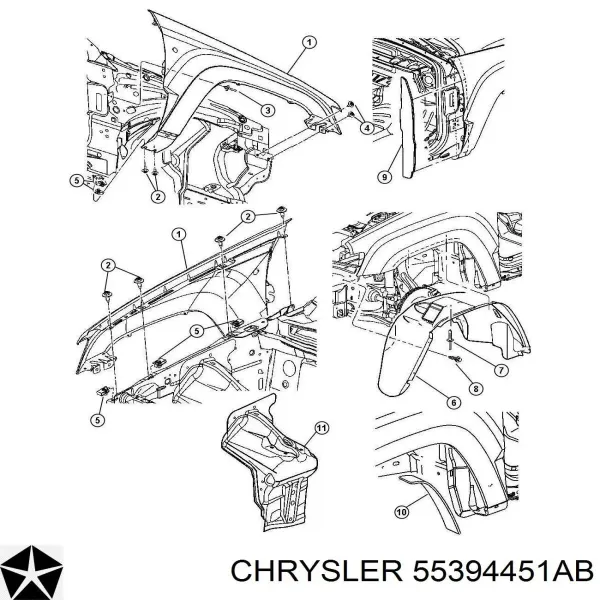 Błotnik przedni lewy 55394451AB Chrysler