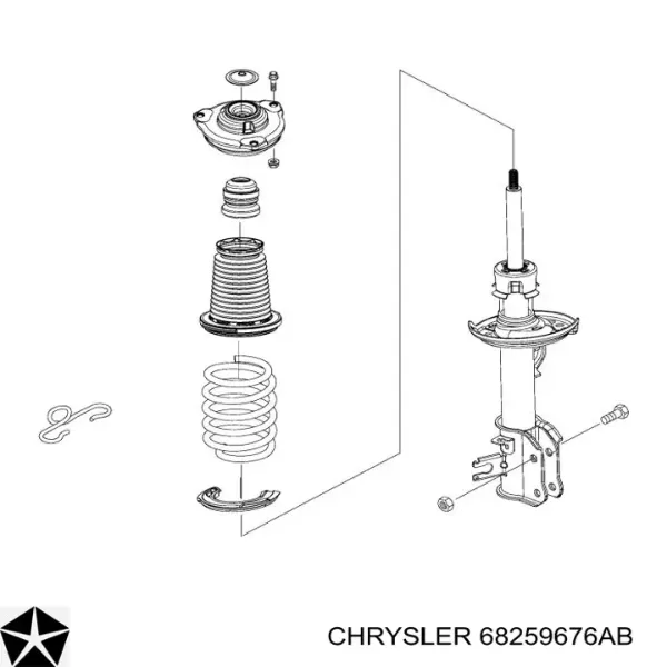 Amortyzator przedni prawy 68259676AB Chrysler