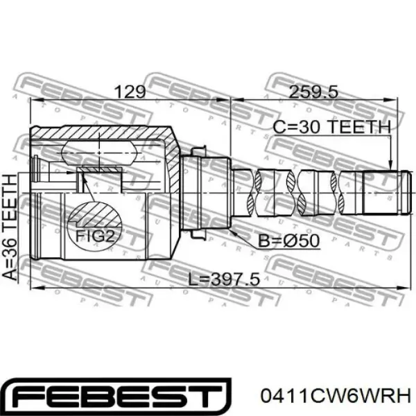 Przegub homokinetyczny wewnętrzny przedni prawy MTIRCW6 Asva