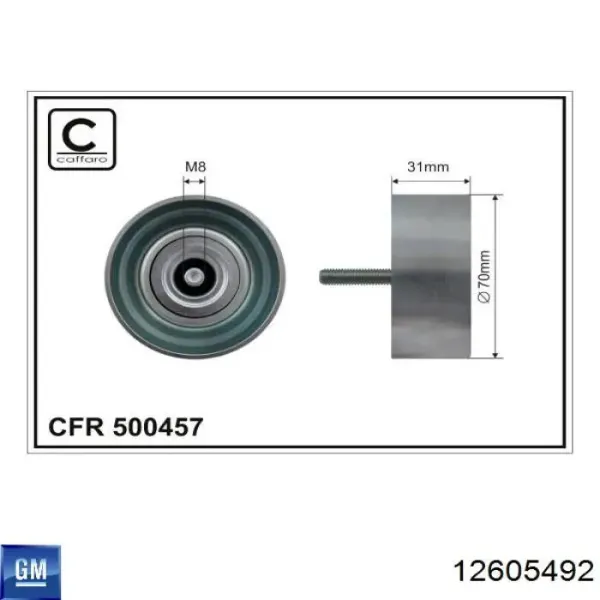 Rolka napinacza paska napędowego 12605492 General Motors
