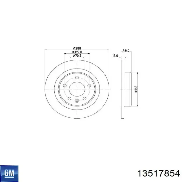 Tarcza hamulcowa tylna 13517854 General Motors