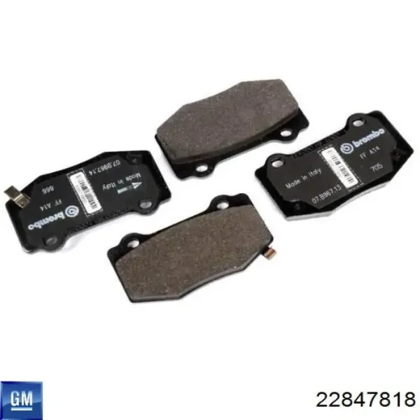 Okładziny (klocki) do hamulców tarczowych tylne 22847818 General Motors