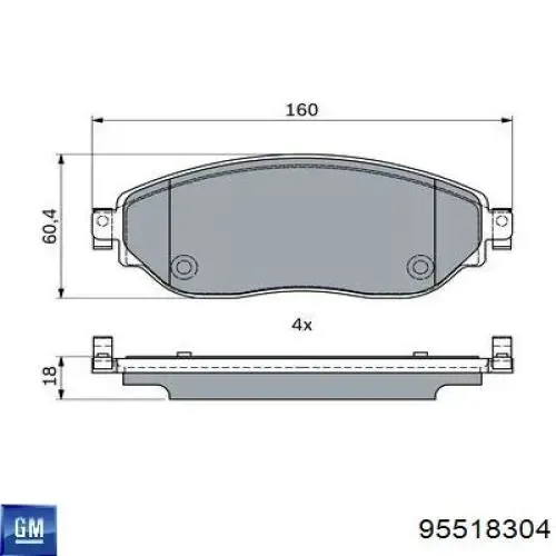 Klocki hamulcowe przednie tarczowe 95518304 General Motors