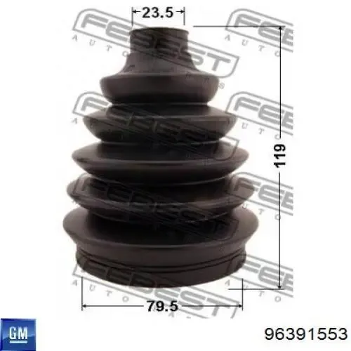 Osłona przegubu homokinetycznego półosi przedniej zewnętrzna 96391553 General Motors