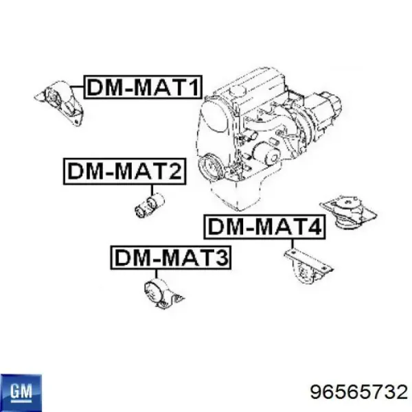 Poduszka (podpora) silnika przednia 96565732 General Motors
