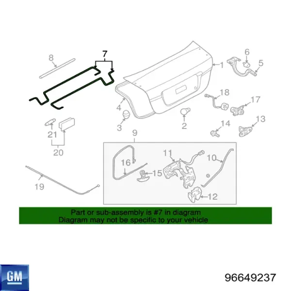 Amortyzator klapy bagażnika (3/5 drzwi-tylnych) 96649237 General Motors