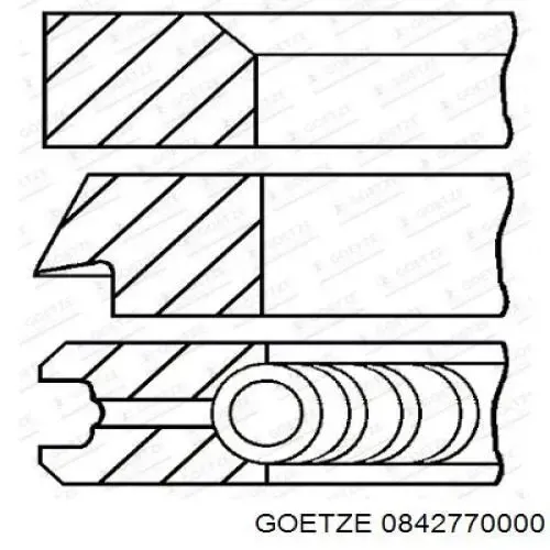 Pierścienie tłokowe na 1 cylinder, STD. 0842770000 Goetze
