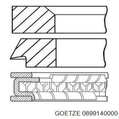 Pierścienie tłokowe na 1 cylinder, STD. 0899140000 Goetze
