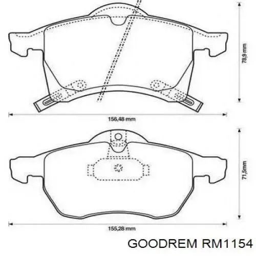 Klocki hamulcowe przednie tarczowe RM1154 Goodrem