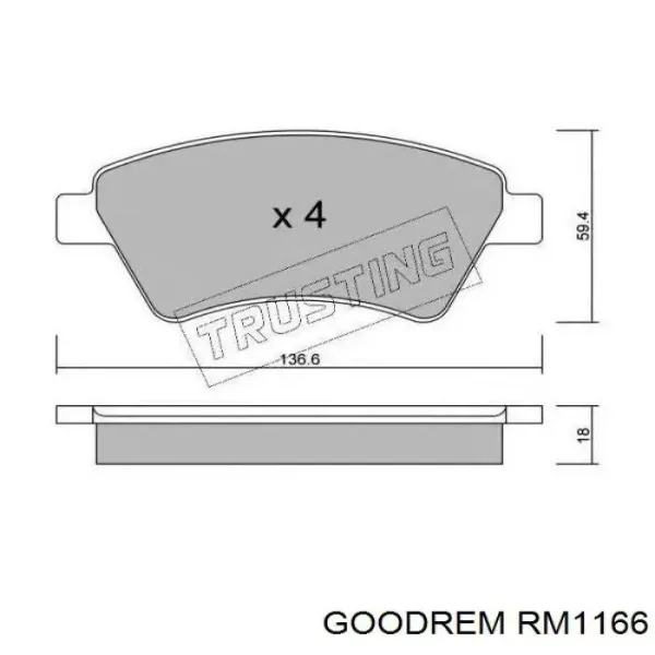 Klocki hamulcowe przednie tarczowe RM1166 Goodrem