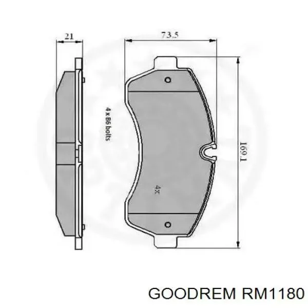 Klocki hamulcowe przednie tarczowe RM1180 Goodrem