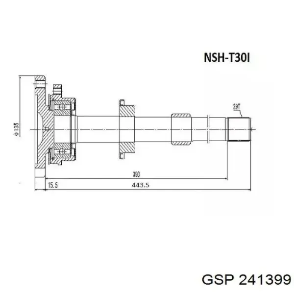 Półoś napędowa przednia prawa 39100JM10A Nissan/Infiniti