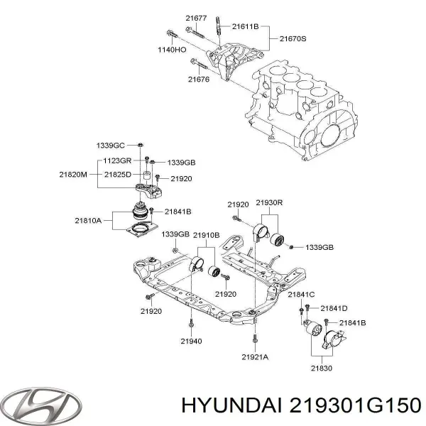 Poduszka (podpora) silnika tylna 219301G100 Hyundai/Kia