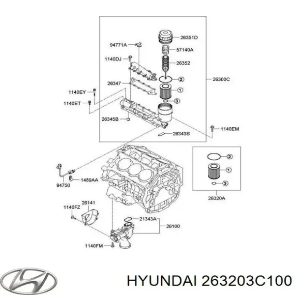 Filtr oleju 263203C100 Hyundai/Kia