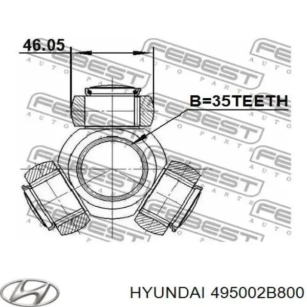 Półoś napędowa przednia lewa 495002B800 Hyundai/Kia