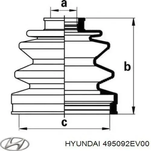 Osłona przegubu homokinetycznego półosi przedniej zewnętrzna 495092EV00 Hyundai/Kia